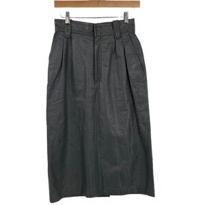 Vintage 70s Toffs Pencil Skirt Womens Size 10 Gray Leather Pleated Straight Midi